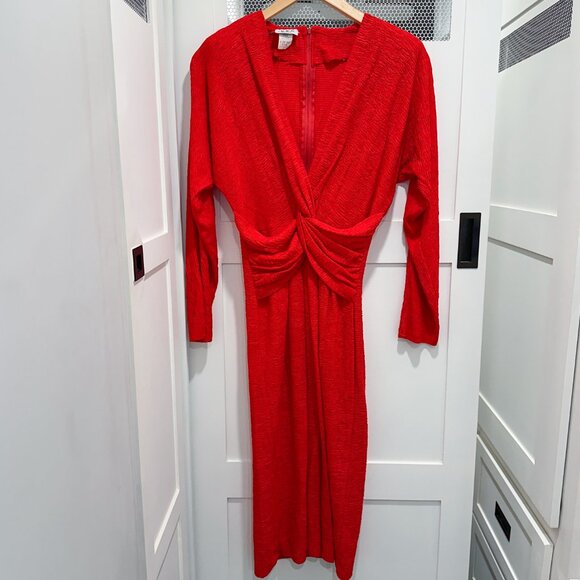 Vintage 80's 90's Sexy Low Cut Red Vamp Curvy Crinkle Dress Valentine Romantic - Picture 4 of 7